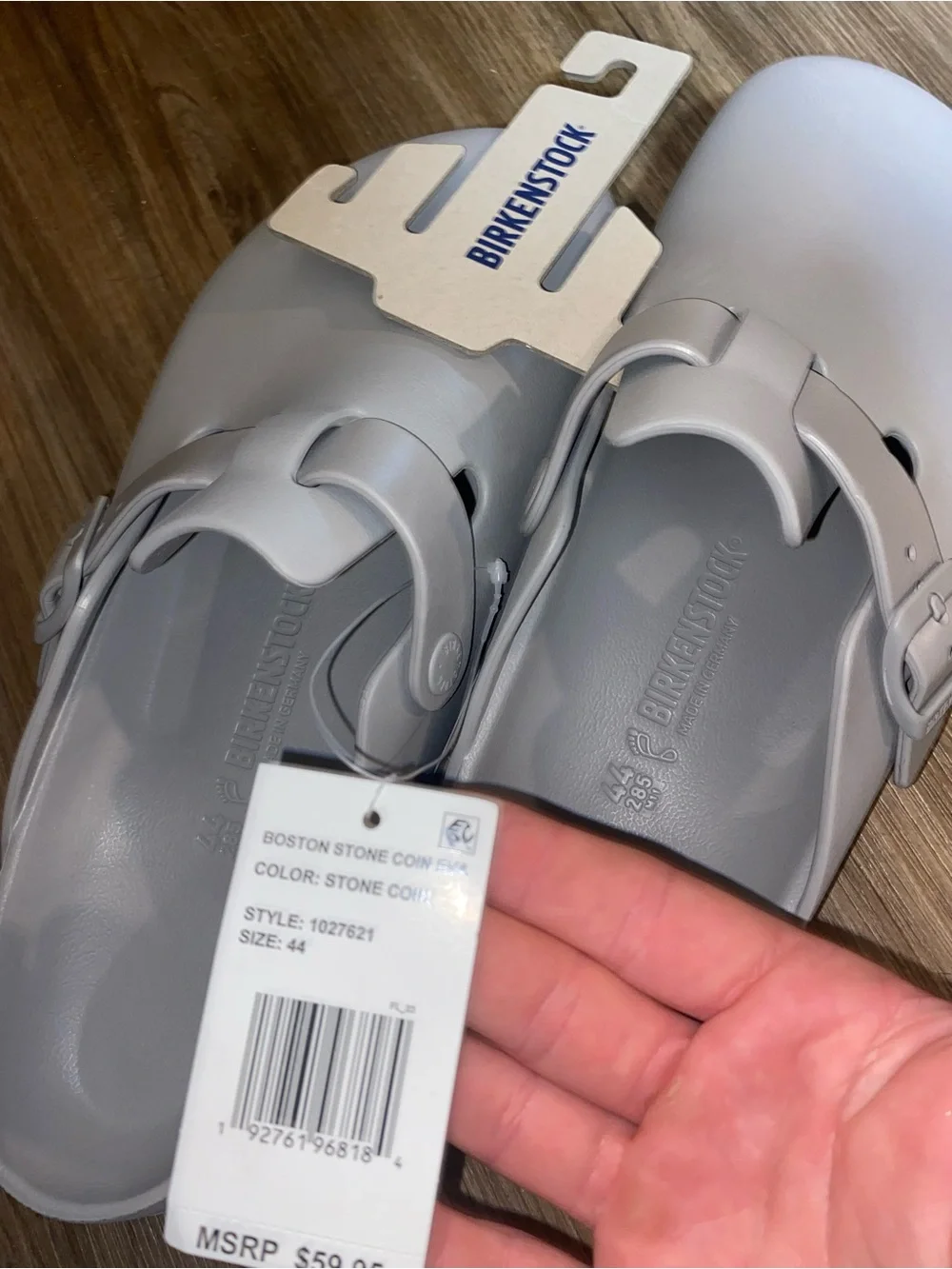 Birkenstock Men’s Light Gray EVA Clogs with Buckle Strap